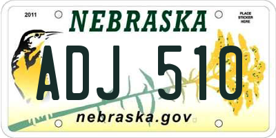 NE license plate ADJ510