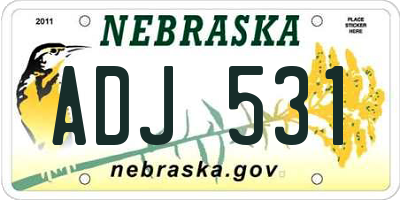 NE license plate ADJ531