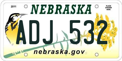 NE license plate ADJ532
