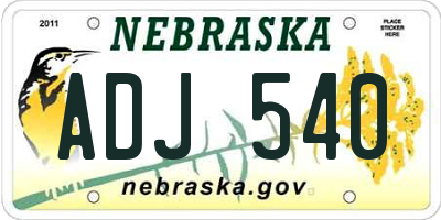 NE license plate ADJ540