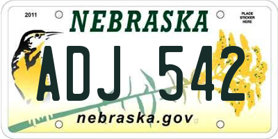 NE license plate ADJ542