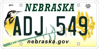 NE license plate ADJ549