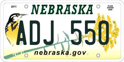 NE license plate ADJ550