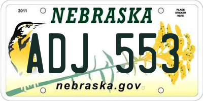 NE license plate ADJ553