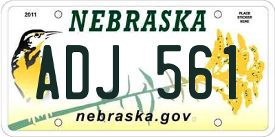 NE license plate ADJ561