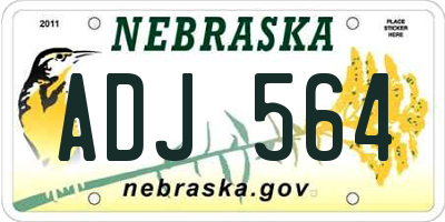 NE license plate ADJ564