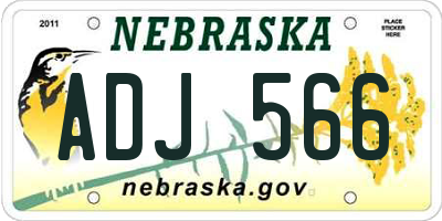 NE license plate ADJ566