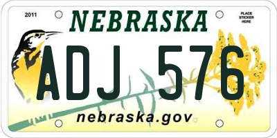 NE license plate ADJ576