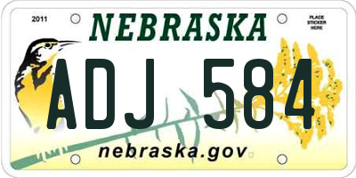 NE license plate ADJ584