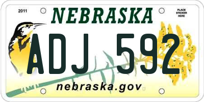 NE license plate ADJ592