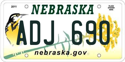 NE license plate ADJ690