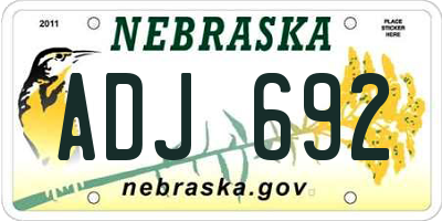 NE license plate ADJ692