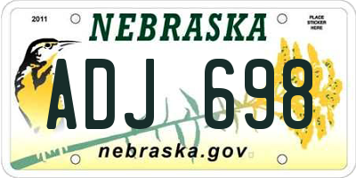 NE license plate ADJ698