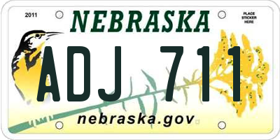 NE license plate ADJ711