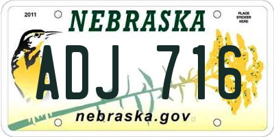 NE license plate ADJ716