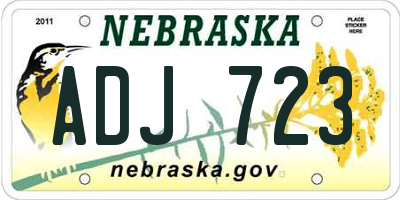 NE license plate ADJ723