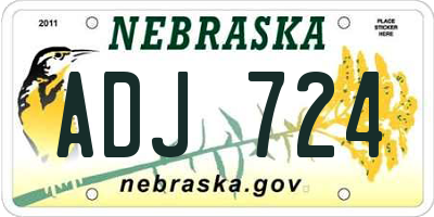 NE license plate ADJ724