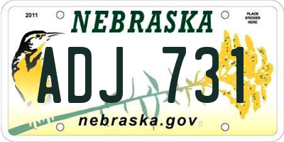 NE license plate ADJ731