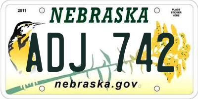 NE license plate ADJ742