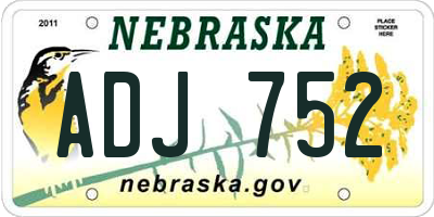 NE license plate ADJ752