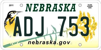 NE license plate ADJ753