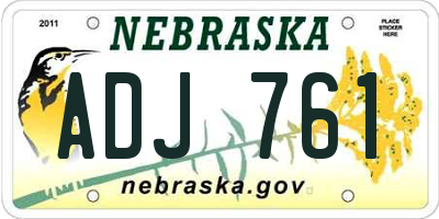 NE license plate ADJ761
