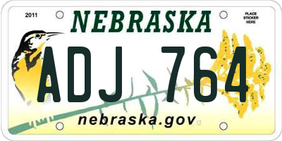 NE license plate ADJ764