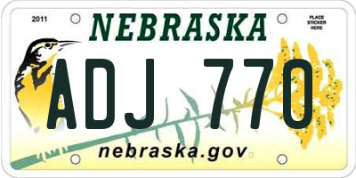 NE license plate ADJ770