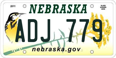 NE license plate ADJ779