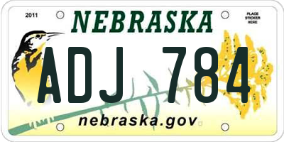 NE license plate ADJ784