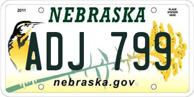 NE license plate ADJ799