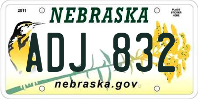 NE license plate ADJ832