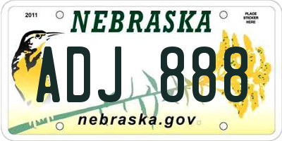 NE license plate ADJ888