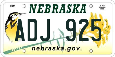 NE license plate ADJ925