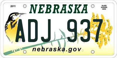 NE license plate ADJ937