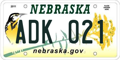 NE license plate ADK021