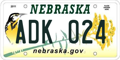 NE license plate ADK024
