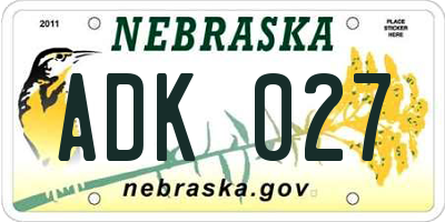 NE license plate ADK027