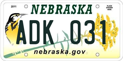 NE license plate ADK031