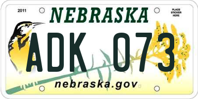 NE license plate ADK073