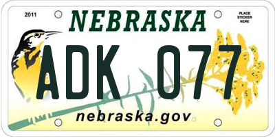 NE license plate ADK077