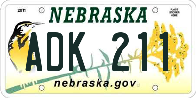 NE license plate ADK211