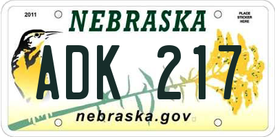 NE license plate ADK217