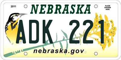 NE license plate ADK221
