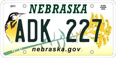 NE license plate ADK227