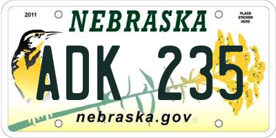 NE license plate ADK235