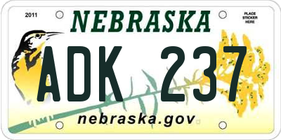 NE license plate ADK237