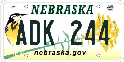 NE license plate ADK244