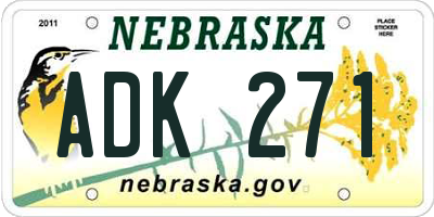 NE license plate ADK271