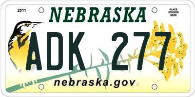 NE license plate ADK277